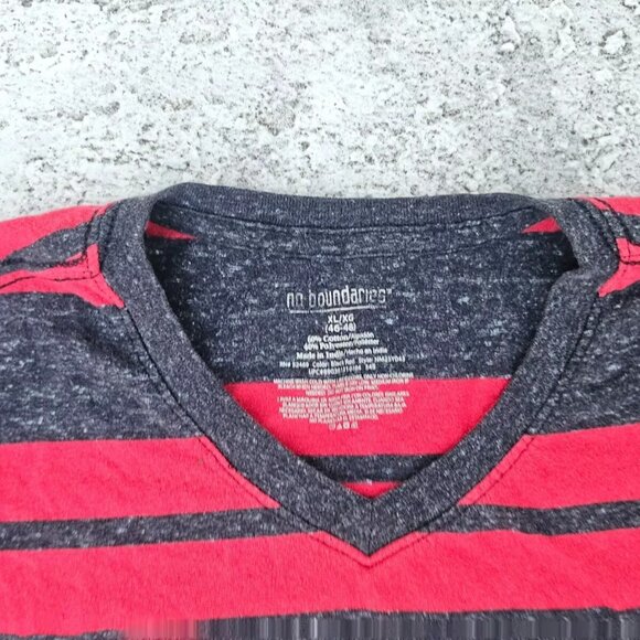 No Boundaries Men T Shirt Red Gray Striped Tee Short Sleeve Size XLXG - Picture 6 of 8